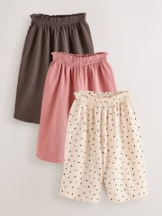 Neutral Wide Leg Trousers 3 Pack (3mths-7yrs) - Size 3-6 Months (62-68cm)