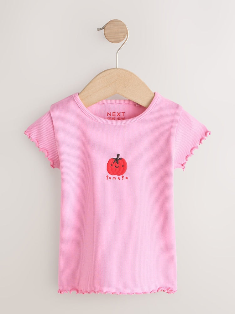 Pink Tomato Character Short Sleeve Ribbed T-Shirt (3mths-7yrs)