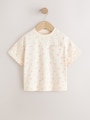 Ecru White Ditsy Floral Short Sleeve Ric Rac Trim T-Shirt (3mths-7yrs) - Size 3-6 Months (62-68cm)