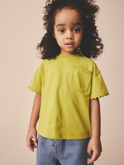 Green Short Sleeve Ric Rac Trim T-Shirt (3mths-7yrs) - Green / 12-18 Months (80-86cm)