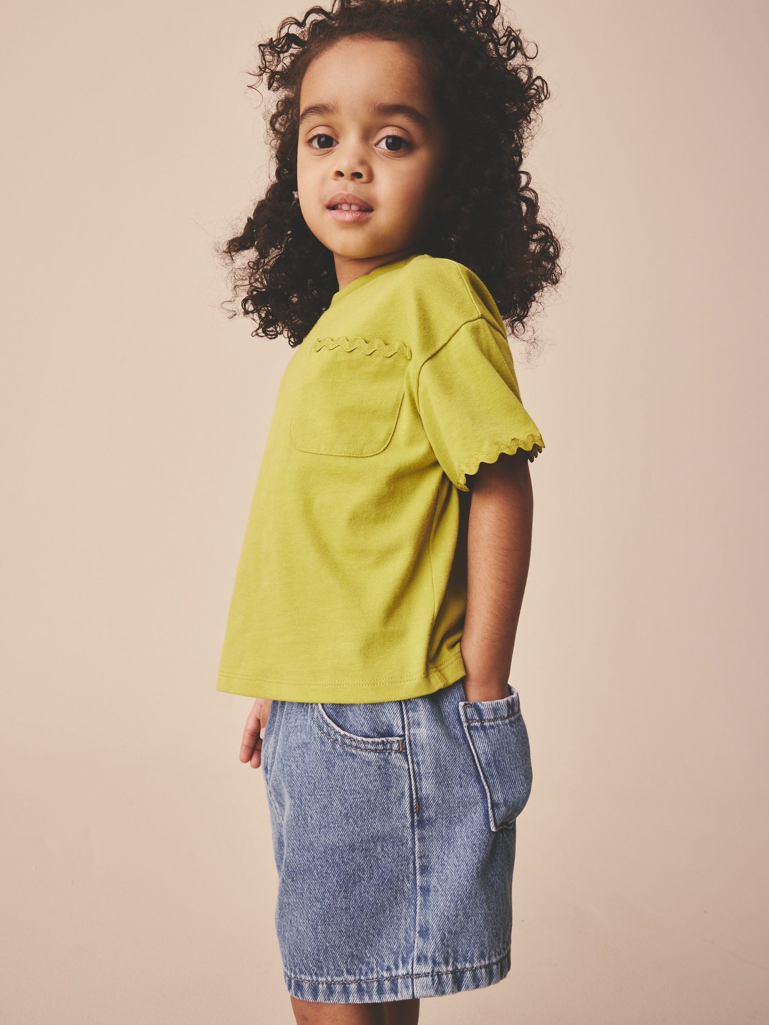 Green Short Sleeve Ric Rac Trim T-Shirt (3mths-7yrs) - Size 3-6 Months (62-68cm)