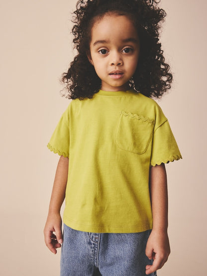 Green Short Sleeve Ric Rac Trim T-Shirt (3mths-7yrs) - Size 3-6 Months (62-68cm)