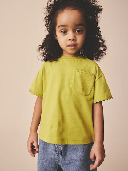 Green Short Sleeve Ric Rac Trim T-Shirt (3mths-7yrs) - Size 3-6 Months (62-68cm)