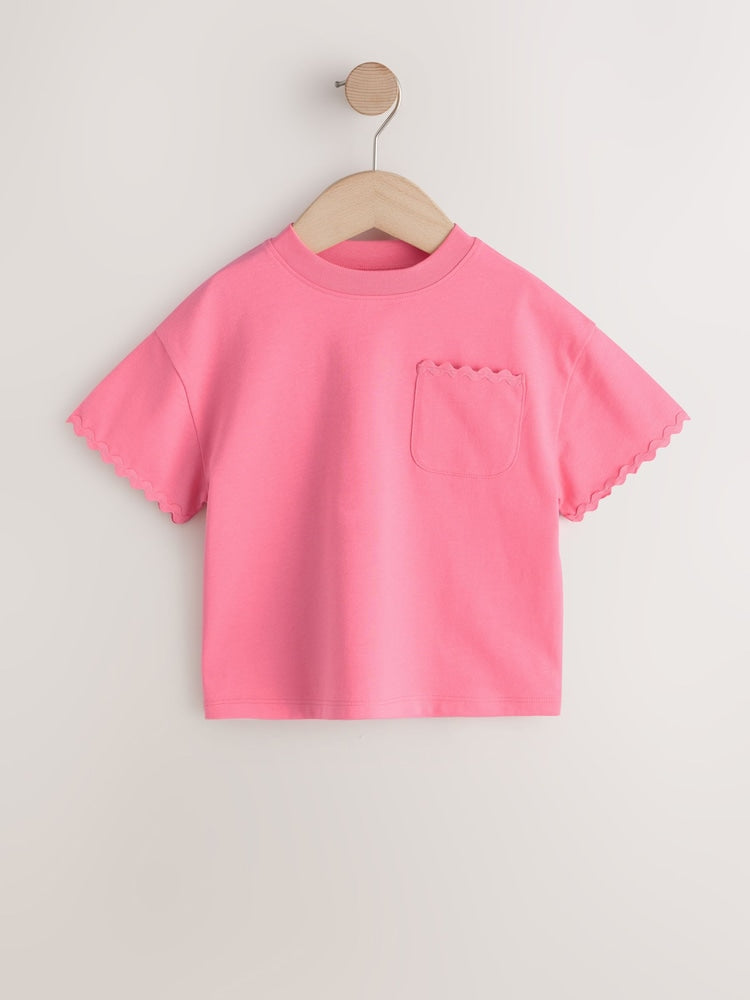 Pink Short Sleeve Ric Rac Trim T-Shirt (3mths-7yrs) - Size 3-6 Months (62-68cm)
