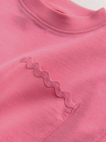 Pink Short Sleeve Ric Rac Trim T-Shirt (3mths-7yrs)