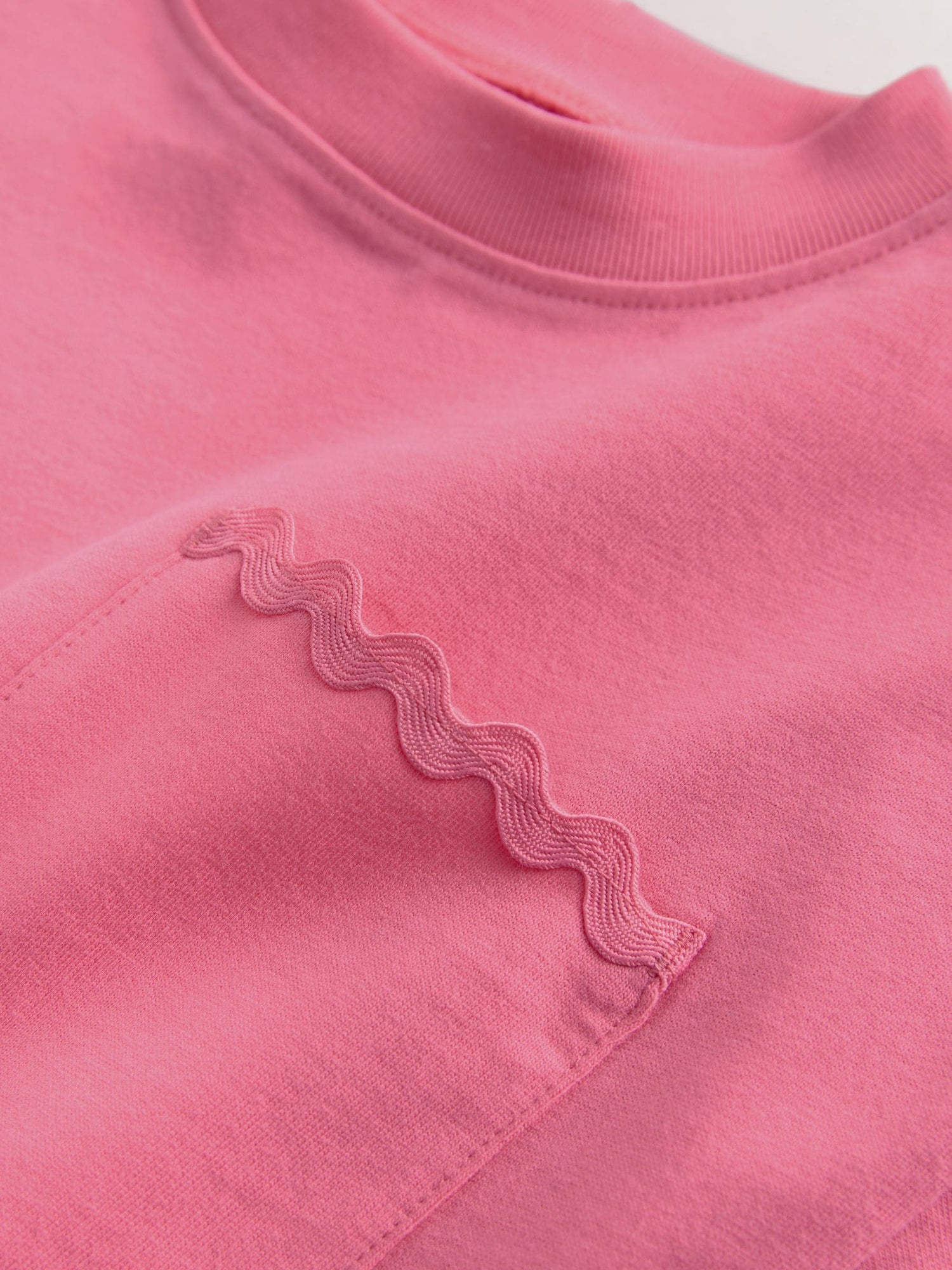 Pink Short Sleeve Ric Rac Trim T-Shirt (3mths-7yrs) - Size 3-6 Months (62-68cm)