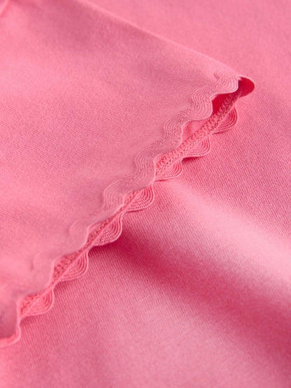 Pink Short Sleeve Ric Rac Trim T-Shirt (3mths-7yrs) - Size 3-6 Months (62-68cm)