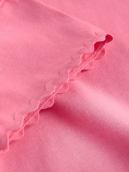 Pink Short Sleeve Ric Rac Trim T-Shirt (3mths-7yrs) - Size 3-6 Months (62-68cm)
