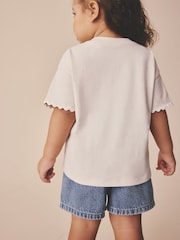 Ecru White Short Sleeve Ric Rac Trim T-Shirt (3mths-7yrs) - Size 3-6 Months (62-68cm)