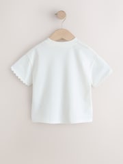 Ecru White Short Sleeve Ric Rac Trim T-Shirt (3mths-7yrs) - Size 3-6 Months (62-68cm)