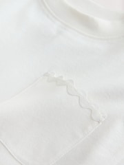 Ecru White Short Sleeve Ric Rac Trim T-Shirt (3mths-7yrs) - Size 3-6 Months (62-68cm)
