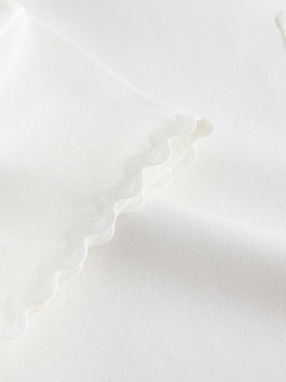 Ecru White Short Sleeve Ric Rac Trim T-Shirt (3mths-7yrs) - Size 3-6 Months (62-68cm)