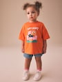 Orange Cat Short Sleeve T-Shirt (3mths-7yrs) - Size 3-6 Months (62-68cm)