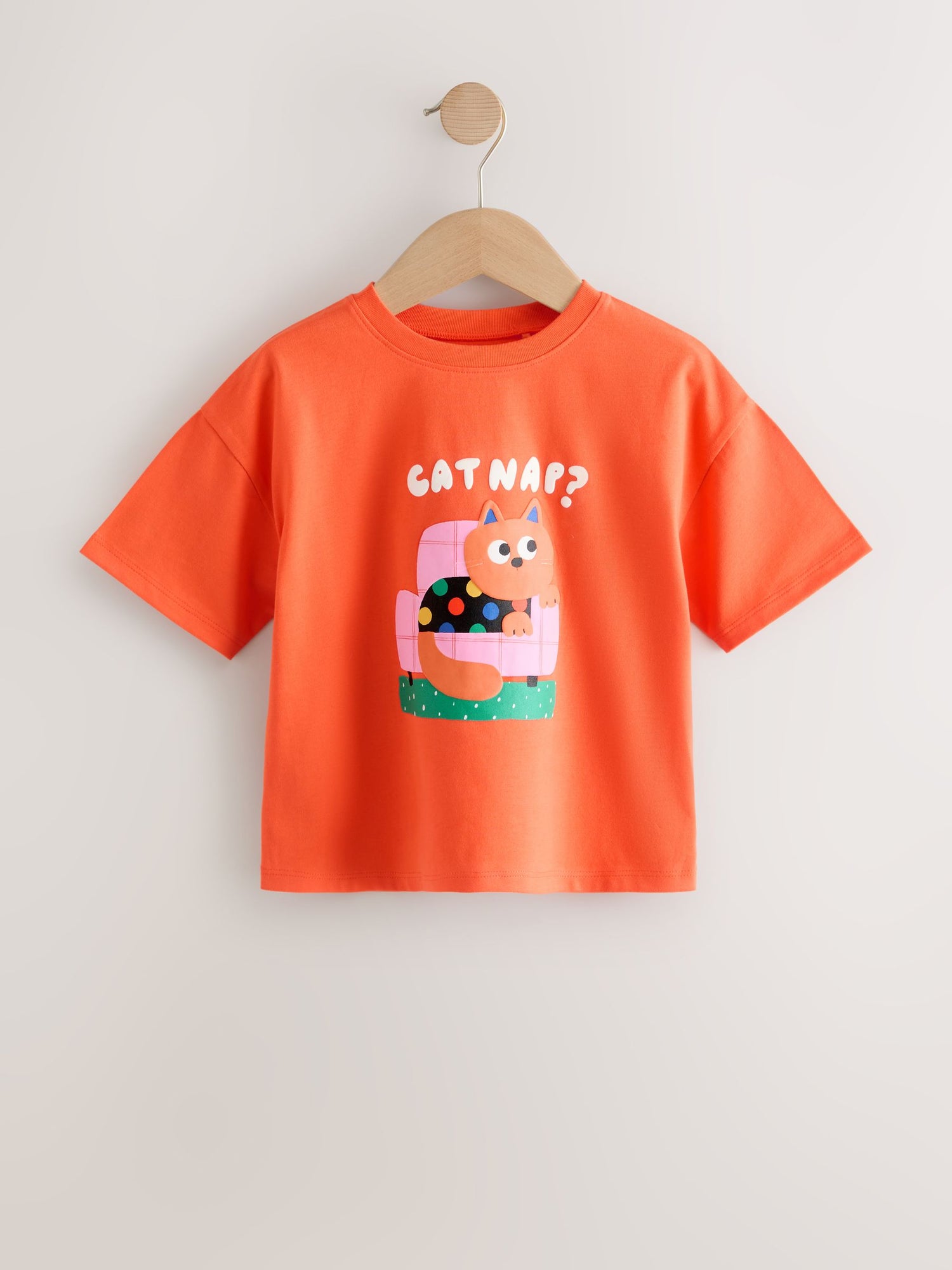 Orange Cat Short Sleeve T-Shirt (3mths-7yrs) - Size 3-6 Months (62-68cm)