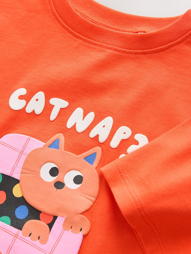 Orange Cat Short Sleeve T-Shirt (3mths-7yrs)