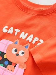Orange Cat Short Sleeve T-Shirt (3mths-7yrs) - Size 3-6 Months (62-68cm)