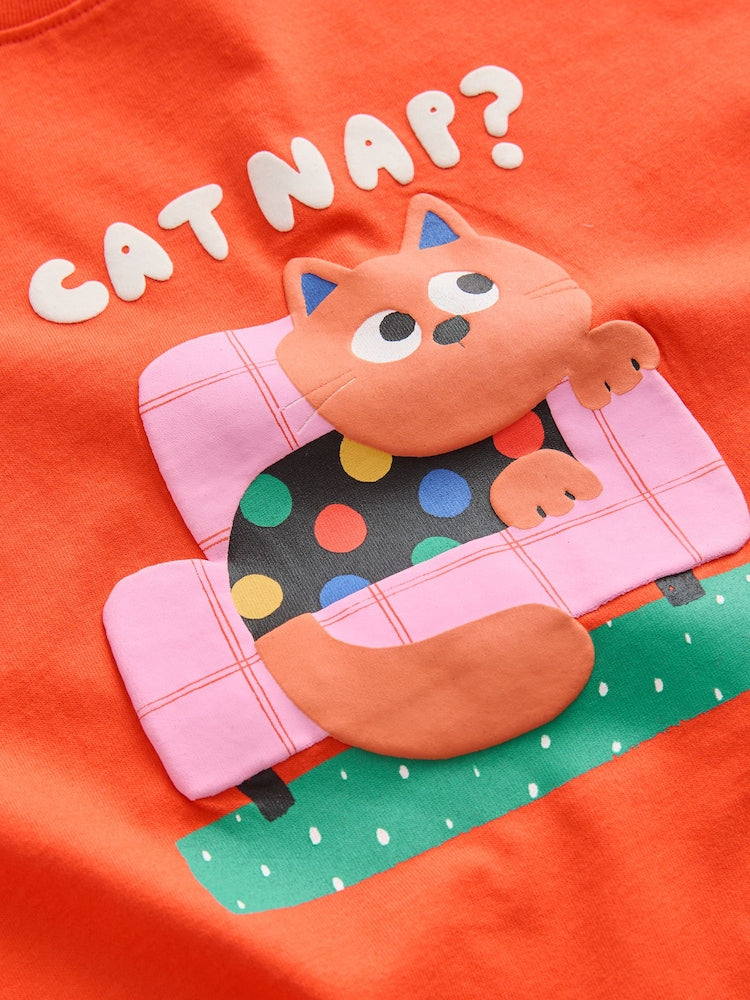 Orange Cat Short Sleeve T-Shirt (3mths-7yrs)