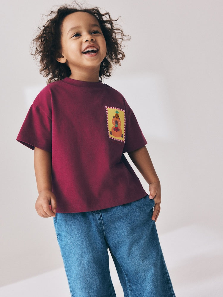 Burgundy Capybara Short Sleeve T-Shirt (3mths-7yrs)