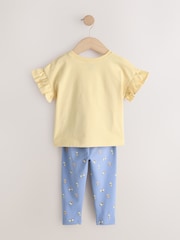 Yellow Padded Flower Short Sleeve T-Shirt and Leggings Set (3mths-7yrs) - Size 3-6 Months (62-68cm)