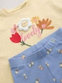 Yellow Padded Flower Short Sleeve T-Shirt and Leggings Set (3mths-7yrs) - Size 3-6 Months (62-68cm)