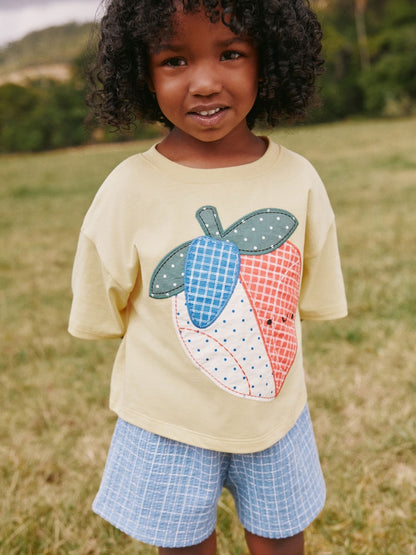Yellow Strawberry T-Shirt And Shorts Set (3mths-7yrs) - Yellow Strawberry / 12-18 Months (80-86cm)