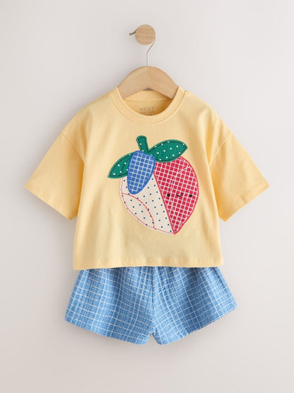 Yellow Strawberry T-Shirt And Shorts Set (3mths-7yrs)