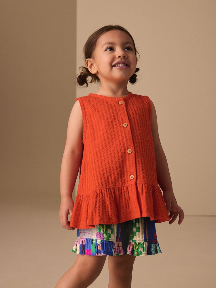 Red Peplum Vest and Shorts Set (3mths-7yrs) - Red Peplum Vest and / 12-18 Months (80-86cm)