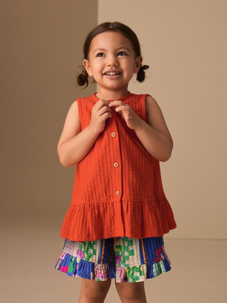 Red Peplum Vest and Shorts Set (3mths-7yrs)