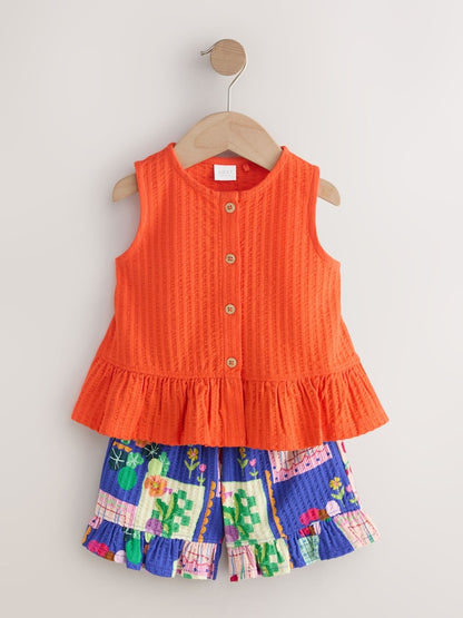 Red Peplum Vest and Shorts Set (3mths-7yrs)