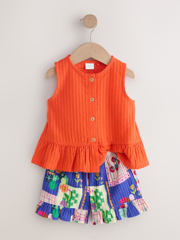 Red Peplum Vest and Shorts Set (3mths-7yrs)