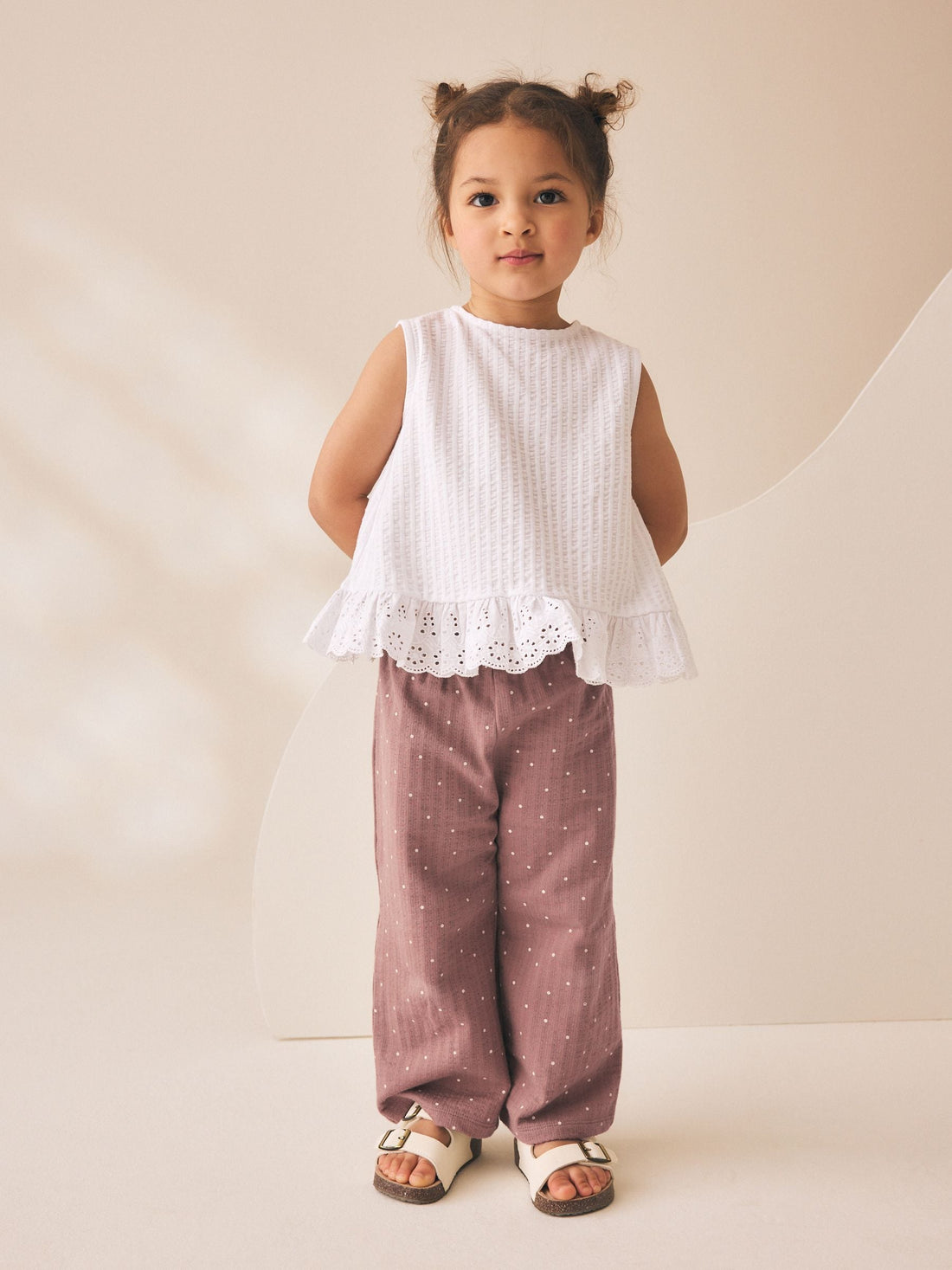 Brown Spot Wide Leg Trousers (3mths-7yrs) - Size 3-6 Months (62-68cm) - Option 1