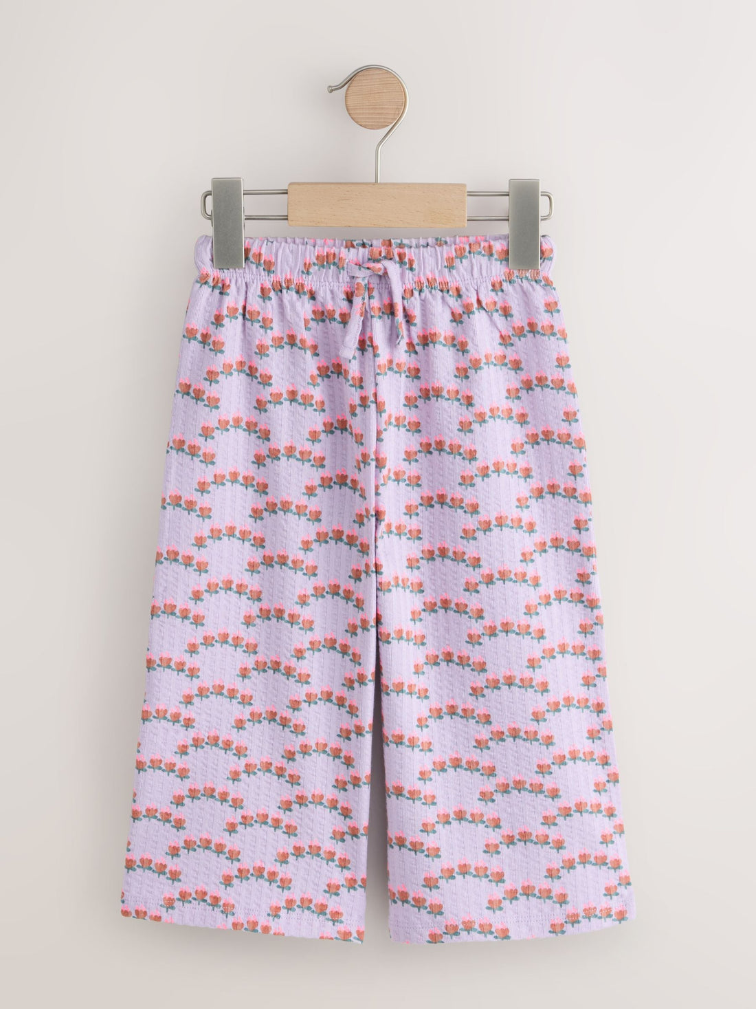 Purple Ditsy Floral Textured Wide Leg Trousers (3mths-7yrs) - Size 3-6 Months (62-68cm) - Option 1