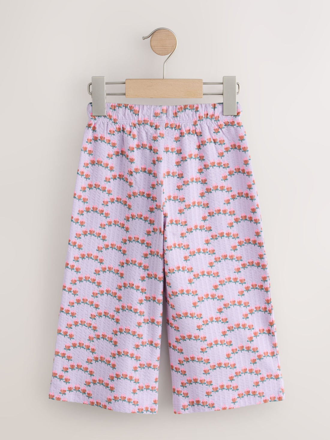 Purple Ditsy Floral Textured Wide Leg Trousers (3mths-7yrs) - Size 3-6 Months (62-68cm)