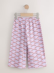 Purple Ditsy Floral Textured Wide Leg Trousers (3mths-7yrs) - Size 3-6 Months (62-68cm)