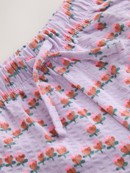 Purple Ditsy Floral Textured Wide Leg Trousers (3mths-7yrs) - Size 3-6 Months (62-68cm)