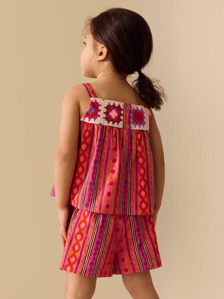 Multi Stripe Crochet Top And Short Set (3mths-7yrs)