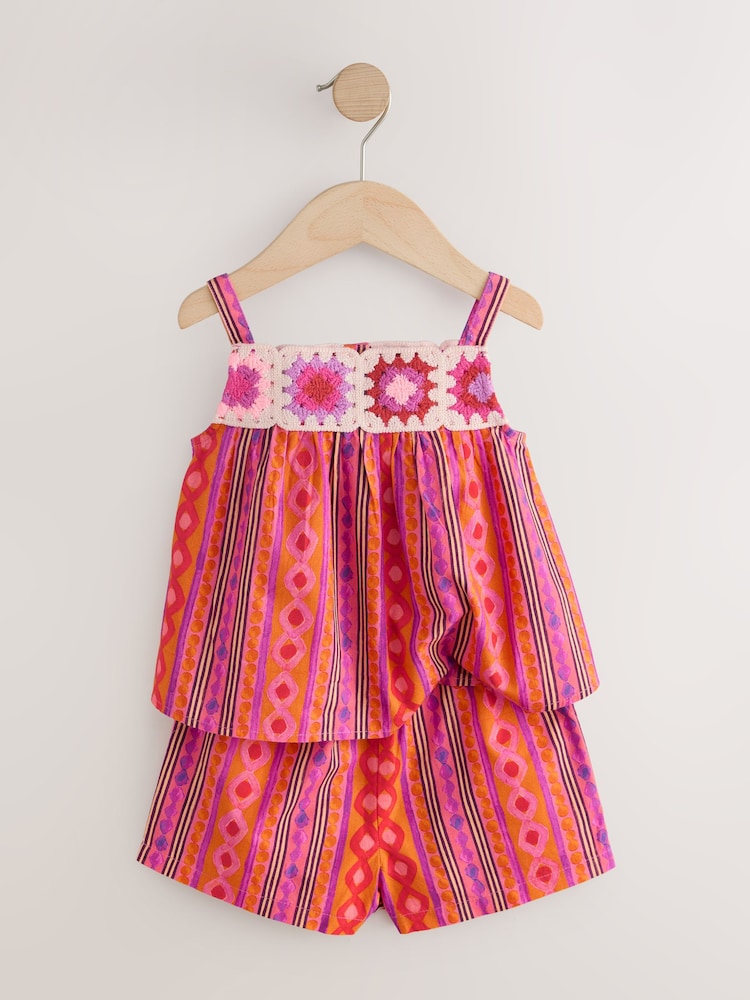 Multi Stripe Crochet Top And Short Set (3mths-7yrs)