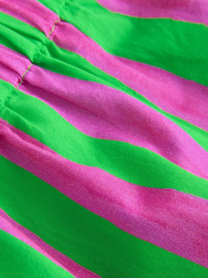 Pink/Green Stripe Embroided Shorts And Top Set (3mths-7yrs)