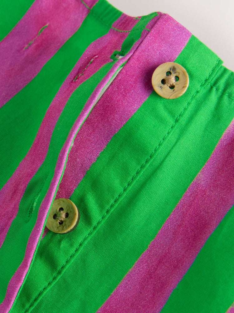 Pink/Green Stripe Embroided Shorts And Top Set (3mths-7yrs)