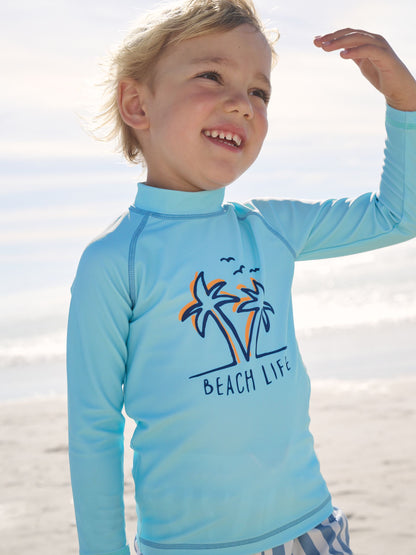 Blue Long Sleeve Sunsafe Rash Vest and Swim Shorts Set (3mths-7yrs) - Size 3-6 Months (62-68cm)