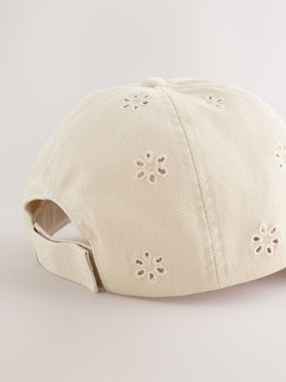Cream Lacer Cut Embroidery Cap (1-16yrs)