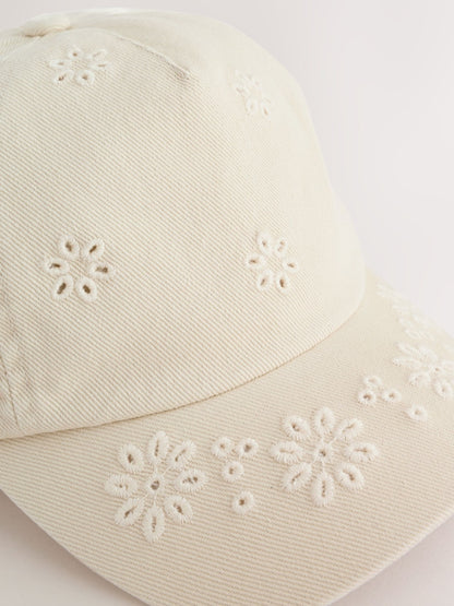 Cream Lacer Cut Embroidery Cap (1-16yrs)