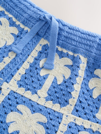 Bright Blue Crochet Palm Tree Set (12mths-7yrs)