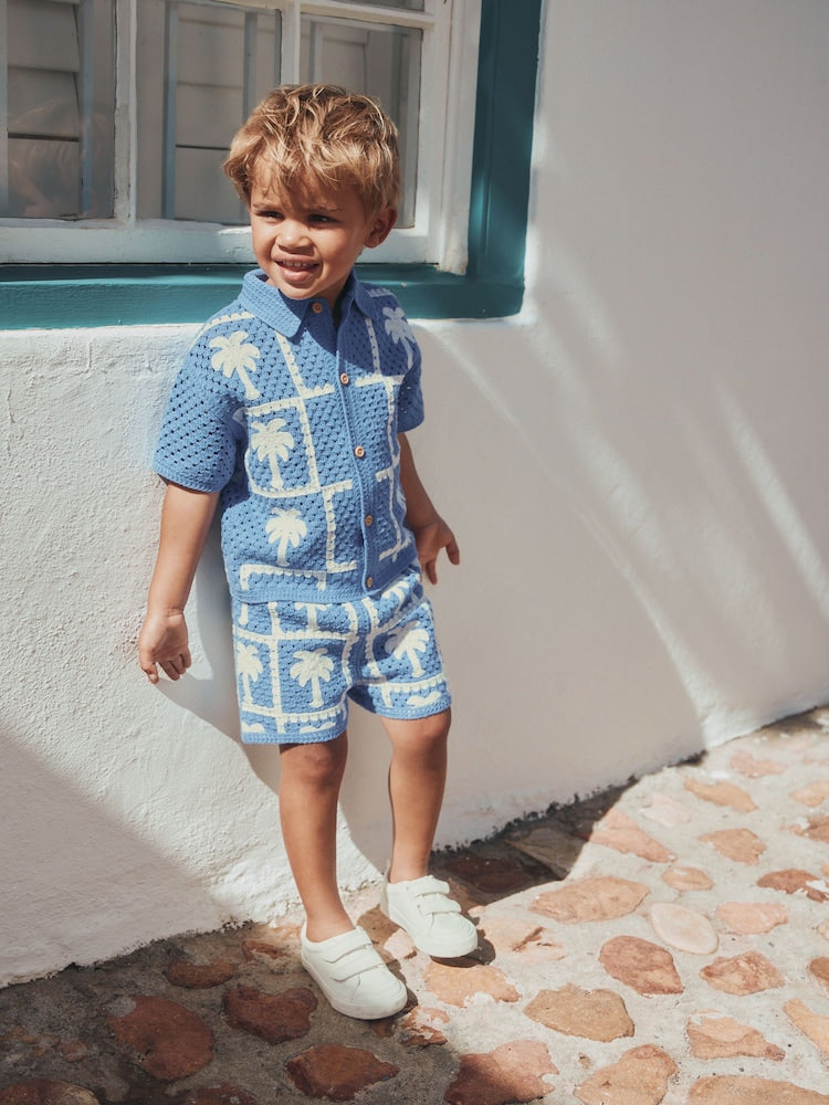 Bright Blue Crochet Palm Tree Set (12mths-7yrs)