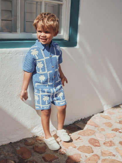 Bright Blue Crochet Palm Tree Set (12mths-7yrs)