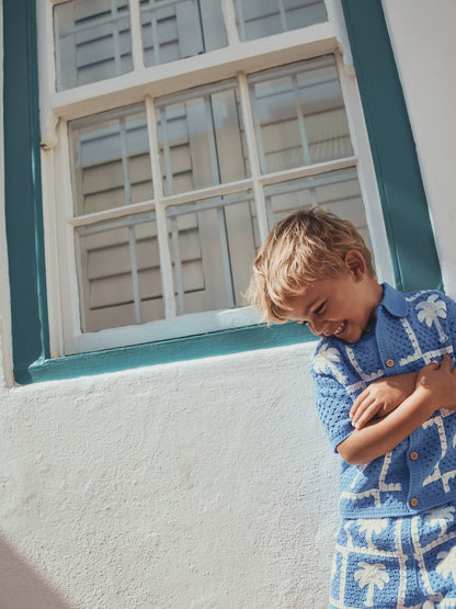 Bright Blue Crochet Palm Tree Set (12mths-7yrs)