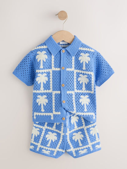 Bright Blue Crochet Palm Tree Set (12mths-7yrs)
