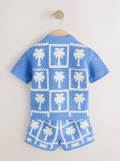 Bright Blue Crochet Palm Tree Set (12mths-7yrs)