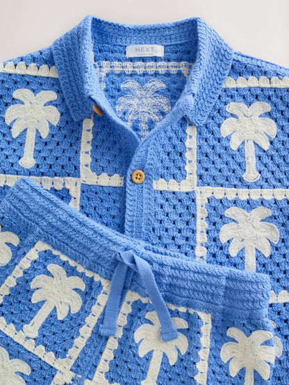 Bright Blue Crochet Palm Tree Set (12mths-7yrs)