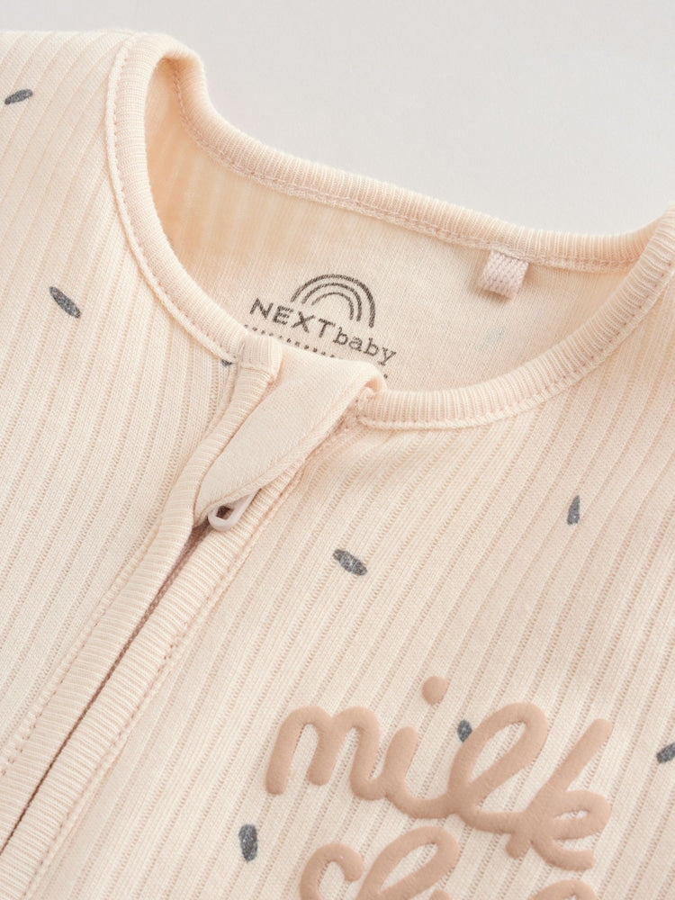 Beige Two Way Zip Baby Rompers 3 Pack (0mths-3yrs)